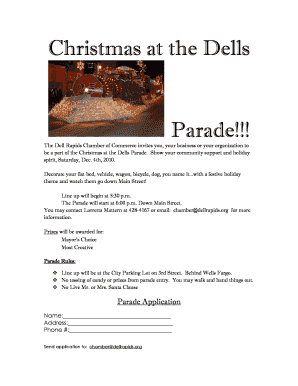 Army sign out sheet - Christmas at the Dells Parade!!! - Dell Rapids Chamber of Commerce - dellrapids