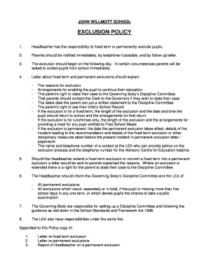 Exclusion policy - John Willmott School - jws bham sch