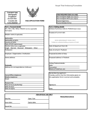 Visa bApplicationb Form - Thai Visas UK