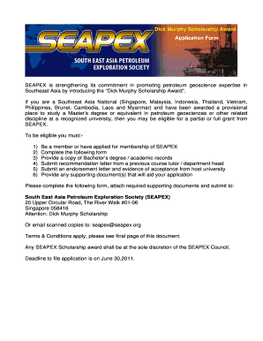 Scholarship award template - Dick Murphy Scholarship Award Application Form - SEAPEX - seapex