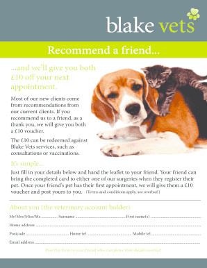 Recommend a Friend flyer-front - Blake Vets - blakevets co