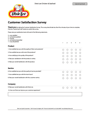 Satisfaction letter from customer - Customer Satisfaction Survey - Dixie Lee Fried Chicken