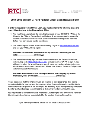 Fillable Online Rtc 2014 2015 William D Ford Federal Direct Fillable Online Rtc 2014 2015 William D Ford Federal Direct