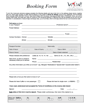 Booking Form HH - bferriswheelsbbcombau