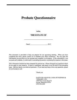 FSubjectsProbateQuestionnairesProbate Questionnaire 2015