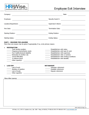 Interview score sheet template word - Employee Exit Interview - HR Wise LLC