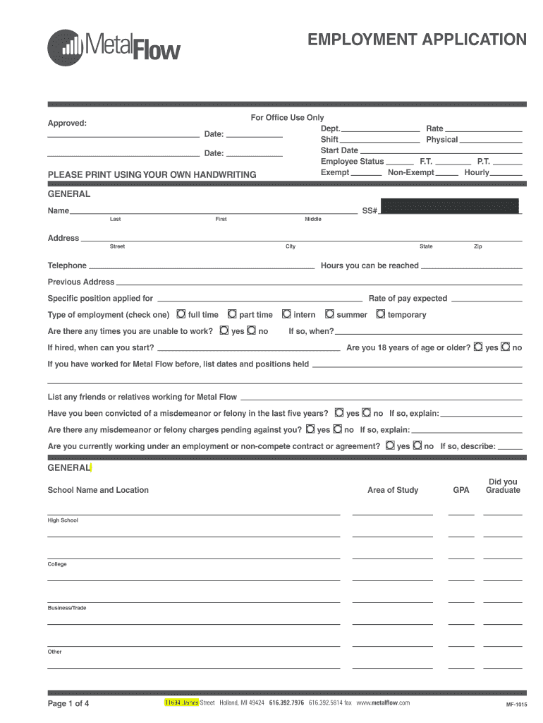 michigan employment application Preview on Page 1