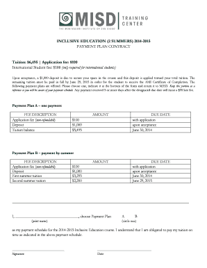 INCLUSIVE EDUCATION 2 SUMMERS 2014-2015 PAYMENT PLAN - misdami