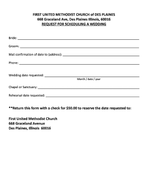 Request for Scheduling a Wedding - First United Methodist Church - fumcdp