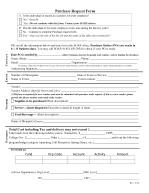 Fillable Online soar ucsc Purchase Request Form - SOAR Fax Email Print ...