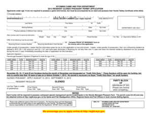 Wyoming Glendo Pheasant Permit Application