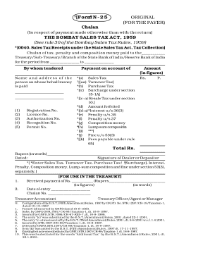 Bombay Sales Tax Payment Form N-25