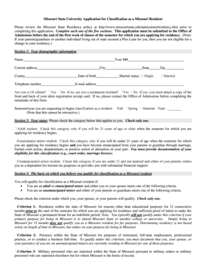 Missouri Resident Application Form