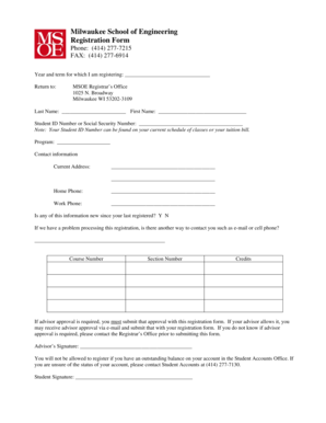 Milwaukee School of Engineering Registration Form