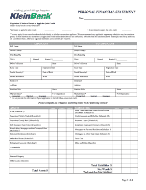 Personal Financial Statement (PDF) - KleinBank