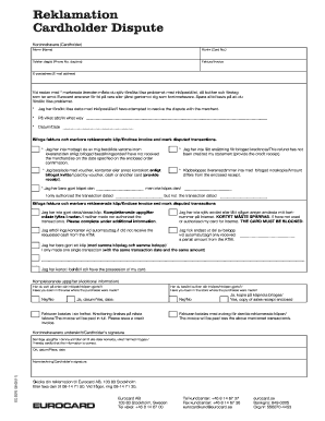 Eurocard Cardholder Dispute Form