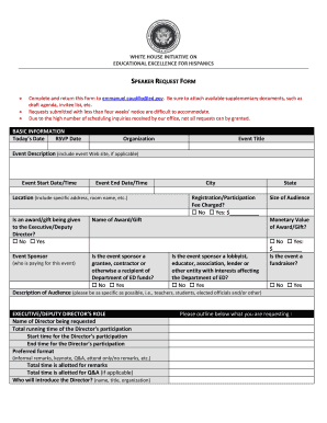 Initiative Speaker Request Form - U.S. Department of Education - ed