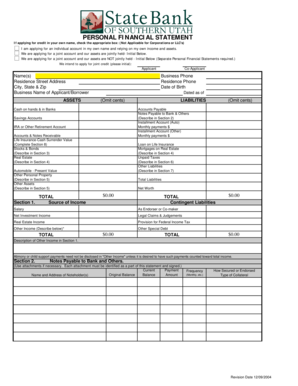 Personal Financial Statement