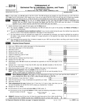 Form 2210 Estimated Tax by Individuals