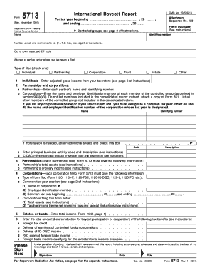 Form 5713 International Boycott Report