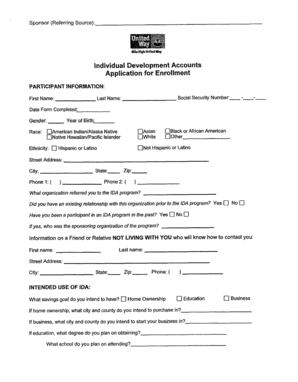 Individual Development Account Application