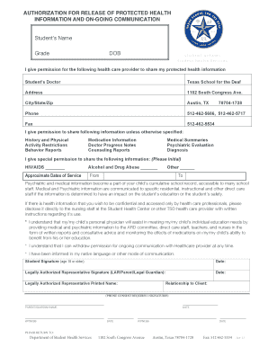 Authorization for Release of Protected Health Information