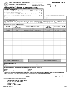 Texas Private Security Application Form
