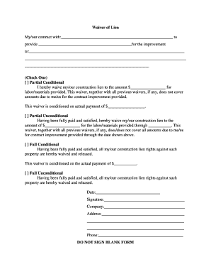 Waiver of Lien Form
