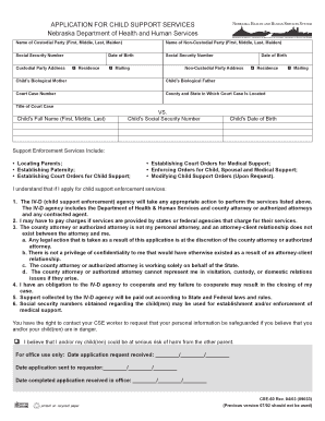 Nebraska Child Support Application