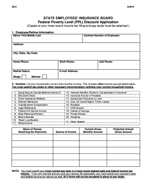 State Employees' Insurance Board FPL Discount Application