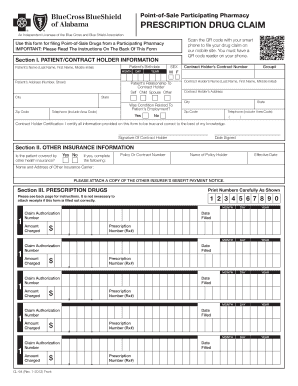 Blue Cross and Blue Shield Prescription Drug Claim Form