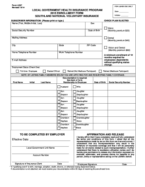 Local Government Health Insurance Enrollment Form