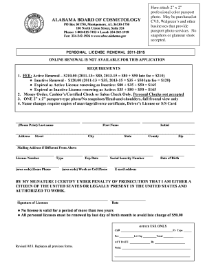 Alabama Cosmetology License Renewal Form