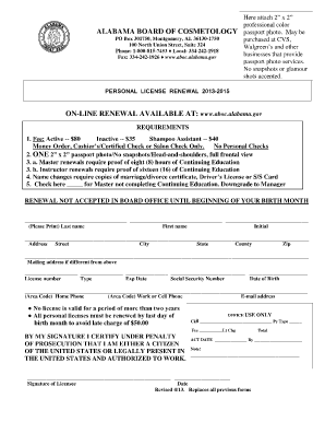 Alabama Cosmetology License Renewal Form