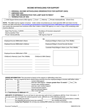 Income Withholding Order for Support