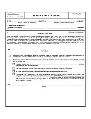 Alabama Waiver of Counsel Form