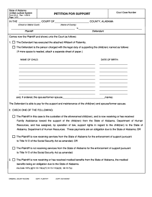 Alabama Petition for Support