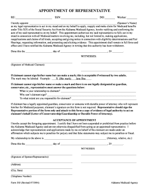 Alabama Medicaid Representative Appointment Form