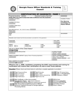 Georgia Pre Service Application for Certification