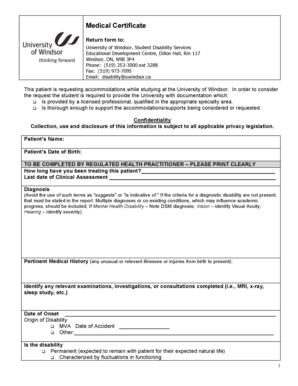 Medical Certificate Form - University of Windsor