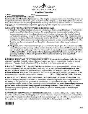 Hospital Admission Consent Form