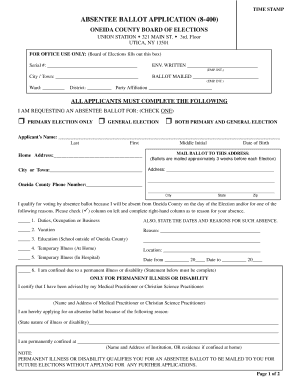 Absentee Ballot Application