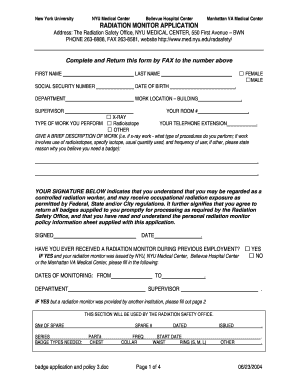 NYU Medical Center Radiation Monitor Application
