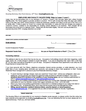 Employee and Faculty Vacate Form