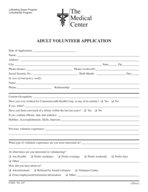 Adult Volunteer Application