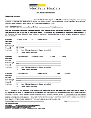 Direct Deposit Authorization Form Please print all ... - MedStar Health