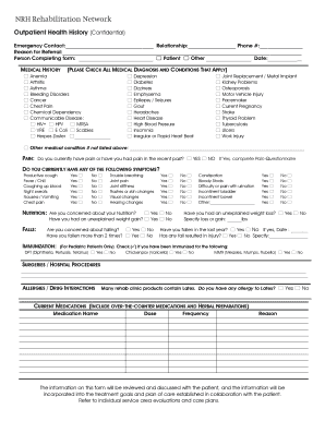 Outpatient Health History Form
