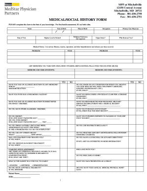 Medical/Social History Form