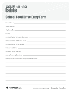 School Food Drive Entry Form