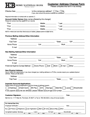 Customer Address Change Form